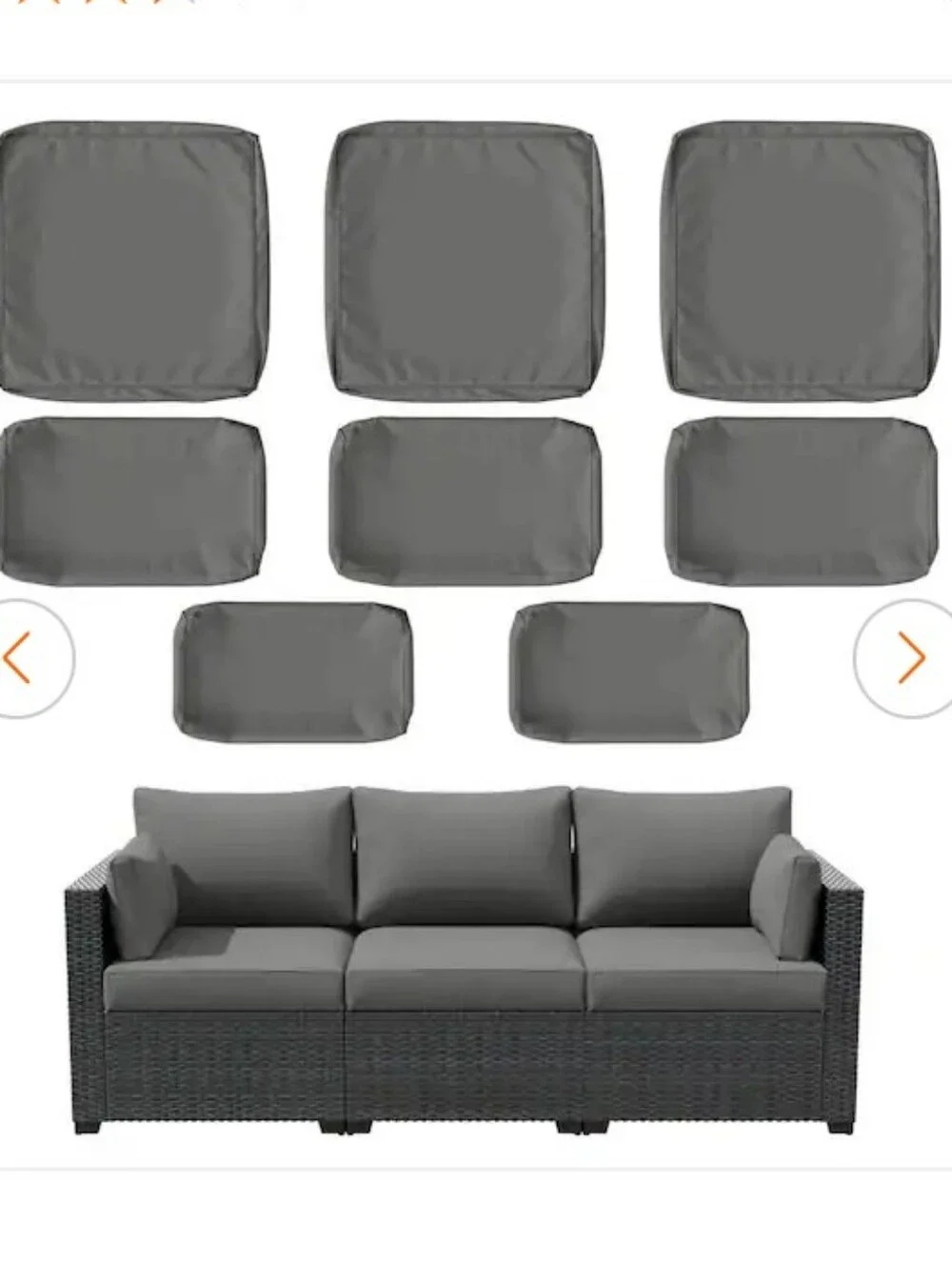 NWT 8-Piece Outdoor RattaPatio Cushion Cover, Replacement Slipcovers Grey